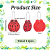 11Pcs PVC Plastic Ladybug Pendant Decorations HJEW-SC0003-22-2