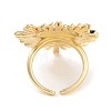 Brass Heart Open Cuff Ring for Women RJEW-C102-23G-3