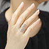 Adjustable 304 Stainless Steel Woven Web/Net with Feather Ring RJEW-F149-05P-4