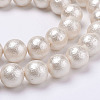 Wrinkle Textured Shell Pearl Beads Strands X-BSHE-E016-8mm-07-1
