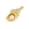 Shell Shape Brass ABS Imitation Pearl Pendants KK-I352-04C-G-2