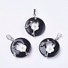 Natural Black Agate Pendants X-G-F546-A16-1