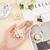 4Pcs 2 Styles Flower Alloy with Plastic Imitation Pearl Shoe Decorations FIND-CP0001-64-3