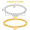 4Pcs 2 Colors 201 Stainless Steel Round Beaded Stretch Bracelets Set for Men Women BJEW-BC0001-15B-2