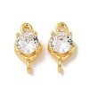 Brass Clear Cubic Zirconia Connector Charms KK-R210-13G-1