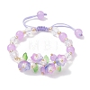 Flower Glass & Acrylic Braided Bead Adjustable Bracelets for Women BJEW-JB10446-3