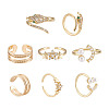 Cheriswelry 4Pcs 4 Style Snake & Smiling Face & Star Brass Cuff Rings for Her RJEW-CW0001-01-8