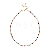 4MM Dyed Faceted Round Natural Agate Beaded Necklaces NJEW-JN05692-4