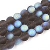 Frosted Transparent Glass Beads Strands GLAA-T032-T10mm-MBB02-1