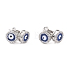 Blue Evil Eye Brass Stud Earrings ZIRC-Z017-01P-3