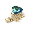 Real 18K Gold Plated Rack Plating Brass Micro Pave Clear Cubic Zirconia Pendants KK-C015-23G-09-2