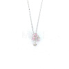 304 Stainless Steel Pave Pink and Clear Cubic Zirconia Pendant Necklaces FS-WGACF2A-01-2