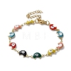 Moon with Evil Eye Enamel Link Chain Bracelet BJEW-G683-01G-01-1