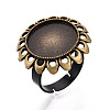 Adjustable Flower Alloy & Iron Bezel Cup Ring Base with Rotatable Tray MAK-T012-08AB-1