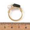 Eco-Friendly Copper Wire with Natural Abalone Shell/Paua Shell Finger Rings RJEW-JR01086-01-5