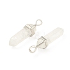 2Pcs Natural Quartz Crystal Double Terminated Pointed Pendants G-YW0002-05F-1