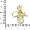 Brass Micro Pave Clear Cubic Zirconia European Dangle Charms KK-D235-17G-3