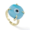 Lampwork Evil Eye Open Cuff Ring RJEW-M147-01LG-02-2