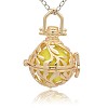 Golden Tone Brass Hollow Round Cage Pendants KK-J227-08G-1