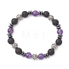 Natural Mixed Gemstone & Lava Rock Strtch Bracelets for Women BJEW-JB12768-3
