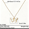 304 Stainless Steel Enamel White Pendant Imitation Pearl Beaded Chain Necklaces for Women WG574ED-02-1