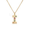 Brass Pave Colorful Cubic Zirconia Initial Pendant Necklaces for Women FS-WG02860-09-1
