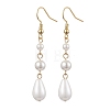 Teardrop Shell Pearl & Brass Dangle Earrings for Women EJEW-TA00513-1