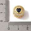 Flat Round with Heart Pattern Rack Plating Brass Micro Pave Cubic Zirconia European Beads KK-G511-01G-02-3