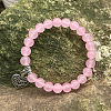 Natural Rose Quartz Round Beaded Stretch Bracelets DM7312-2-1