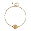 Ocean 304 Stainless Steel Shell Shape Link Textured Cable Chain Anklets for Women AJEW-AN00828-3