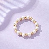 3Pcs Natural Pearl & Brass Bead Finger Rings RJEW-JR00963-6