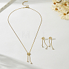 Women's Stainless Steel Stud Dangle Earrings & Lariat Necklaces Sets EB5177-1-2