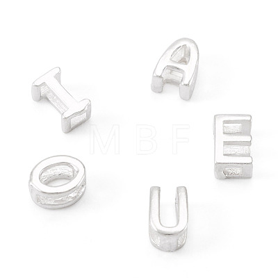 5Pcs 5 Styles 925 Sterling Silver Hollow Initial Beads STER-TA0001-55-1