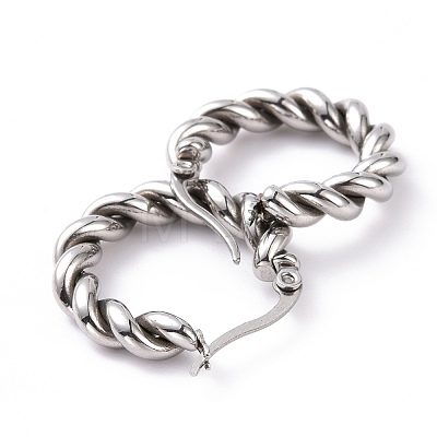 304 Stainless Steel Twist Rope Hoop Earrings for Women EJEW-G298-07B-P-1