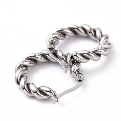 Non-Tarnish 304 Stainless Steel Twist Rope Hoop Earrings for Women EJEW-G298-07B-P-1