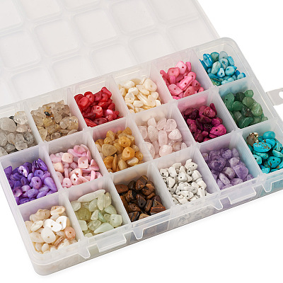 Cheriswelry 360g 18 Colors Freshwater Shell & Gemstone Chip Bead Sets G-CW0001-01-1