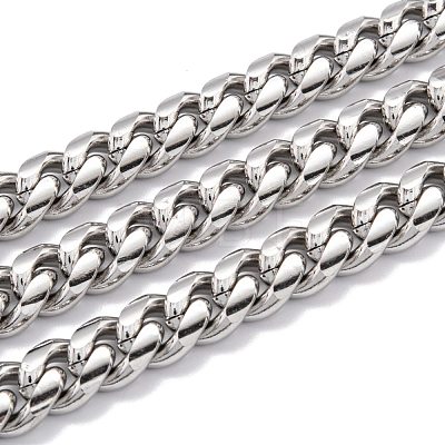 304 Stainless Steel Cuban Link Chain STAS-B019-02C-P-1