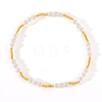 Fashionable Brass & Imitation Pearl Stretch Bracelets MT0601-1