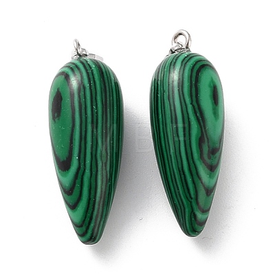 Synthetic Malachite Pointed Pendants G-F705-01W-P-1