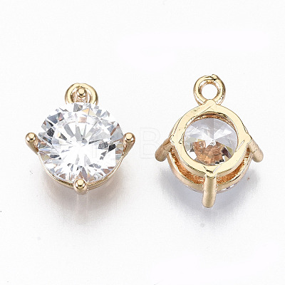 Brass Glass Rhinestone Charms GLAA-S179-33-RS-1