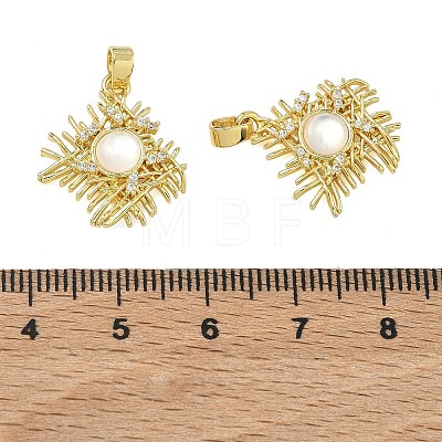 Brass Micro Pave Clear Cubic Zirconia Pendants KK-A294-09G-1