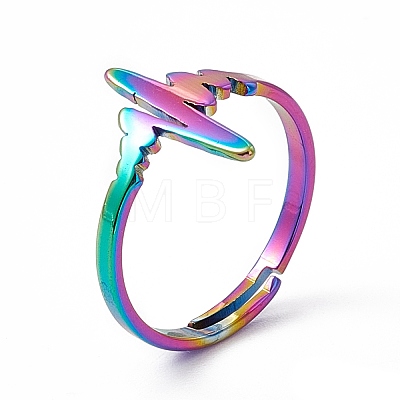 Ion Plating(IP) 201 Stainless Steel Heart Beat Adjustable Ring for Women RJEW-K238-02M-1
