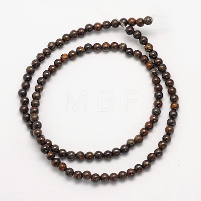 Natural Bronzite Round Beads Strands G-N0166-32-4mm-1