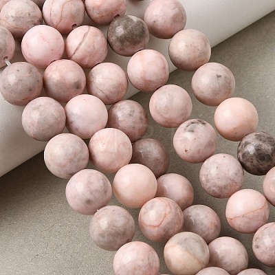 Natural Pink Zebra Jasper Beads Strands G-P231-01-10mm-1