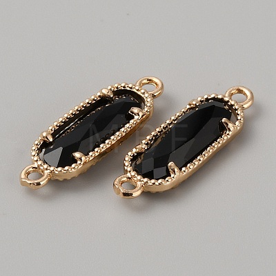 Golden Plated Brass Pave Glass Connector Charms FIND-WH0110-728G-02-1