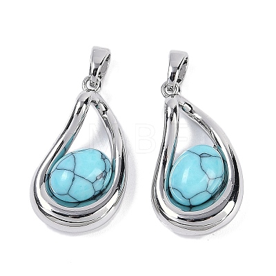 Synthetic Turquoise Teardrop Pendants KK-U043-39P-02-1