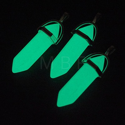 Synthetic Luminous Stone Double Terminated Pointed Pendants G-P359-03B-1