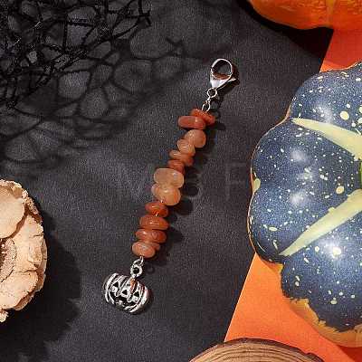 Halloween Pumpkin Alloy Pendant Decorations HJEW-JM02073-01-1