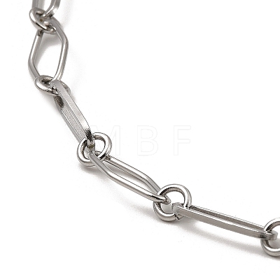 304 Stainless Steel Rhombus & Oval Link Chain Necklace BJEW-B072-03P-1