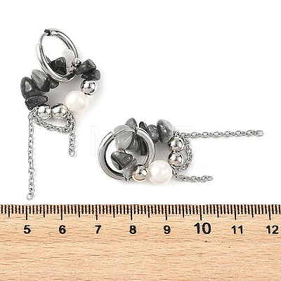 Natural Eagle Eye Stone Chips Drop Earrings EJEW-TA00817-04-1